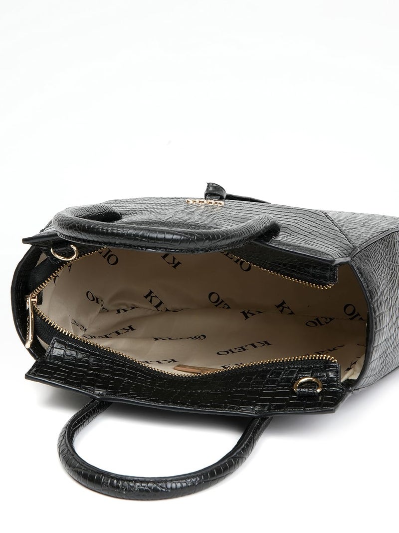 KLEIO Vegan Leather Handbag for Women & Girls - Croco Embossed Design - Image 4